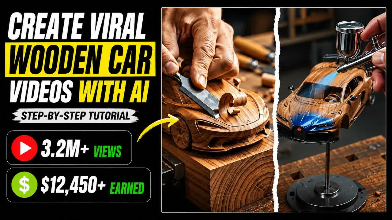 How to Make Viral Small Wooden Car Making Videos with AI (Millions of Views!)