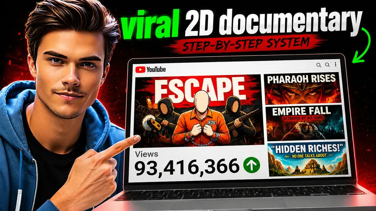 Make Viral 2D Documentary Videos Using Only AI Tools (Full System)